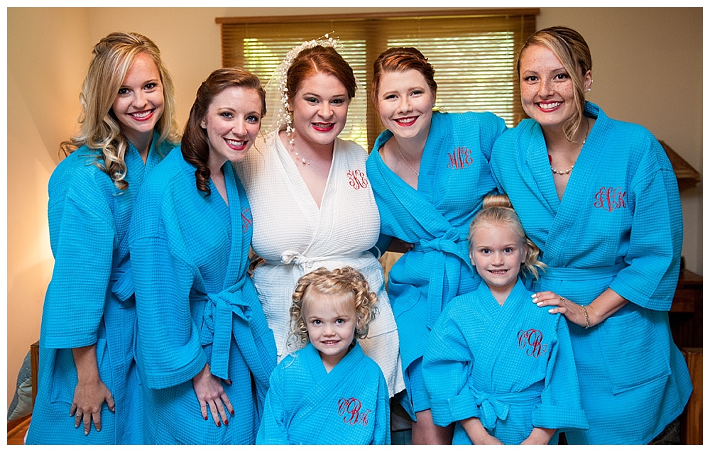 bridal party with blue robes