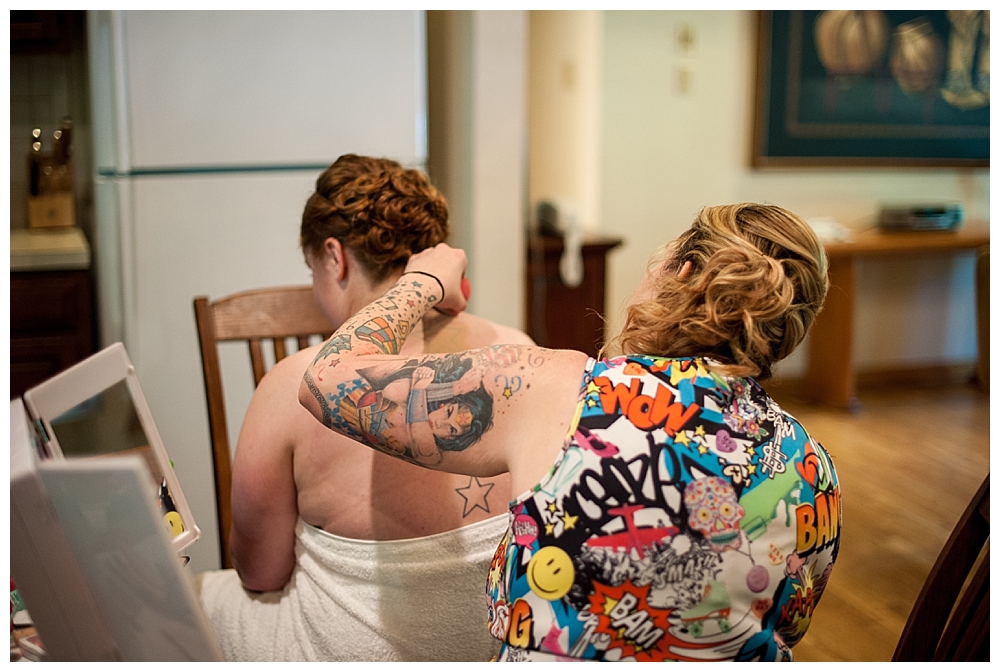 wedding day bride with tattoos