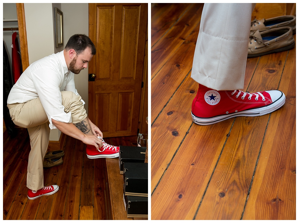 groom with red chucks