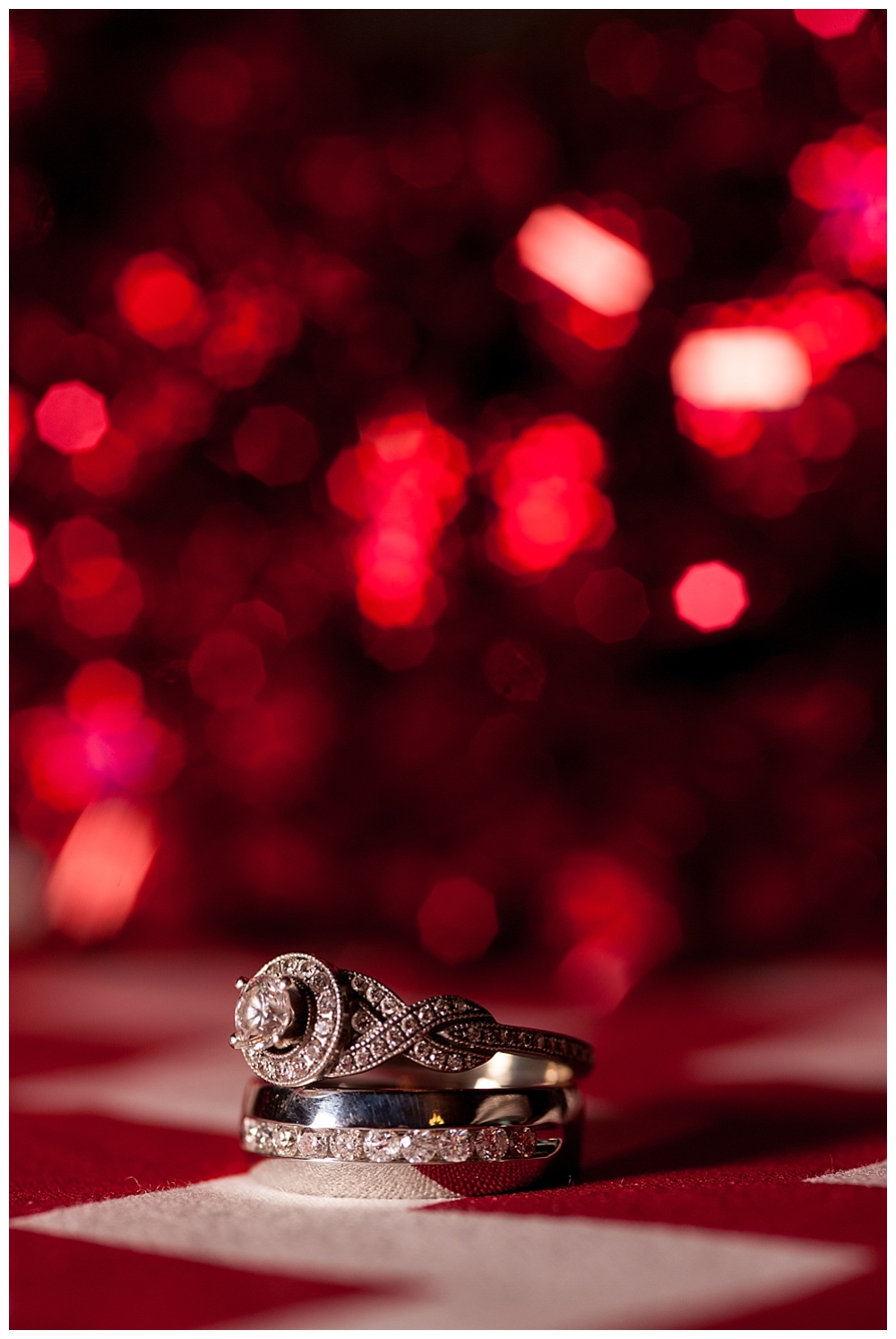 wedding rings red sparkly