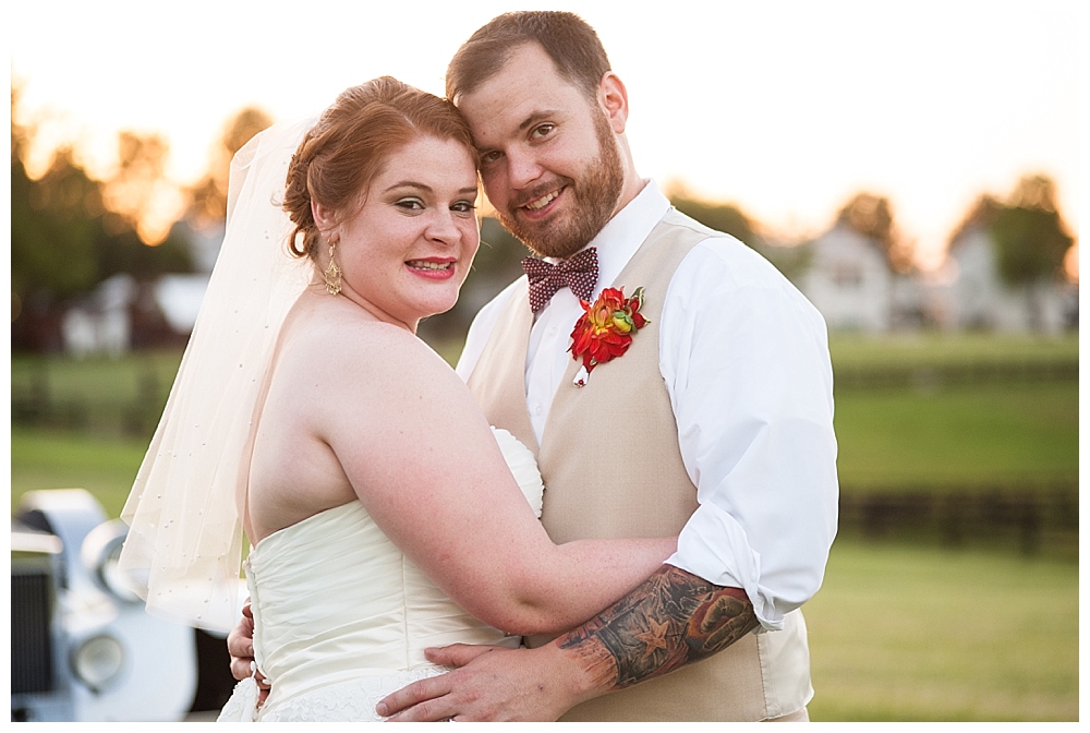 bride and groom sunset portraits