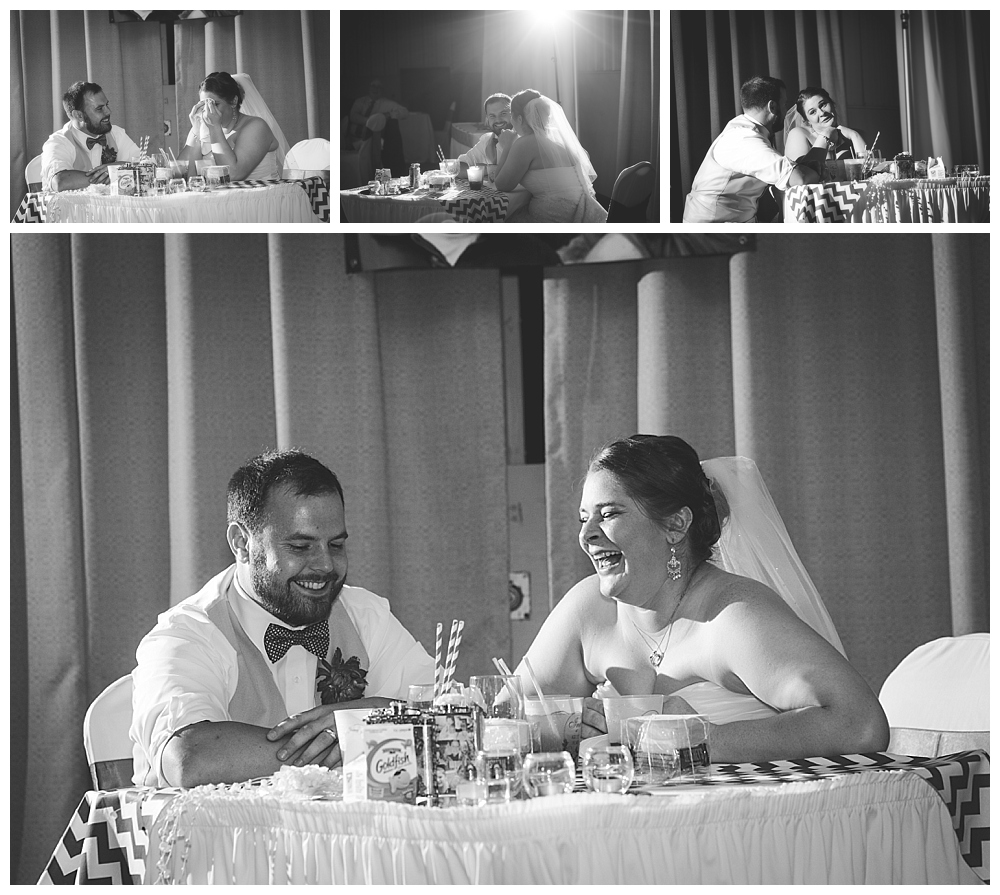 bride and groom during speeches