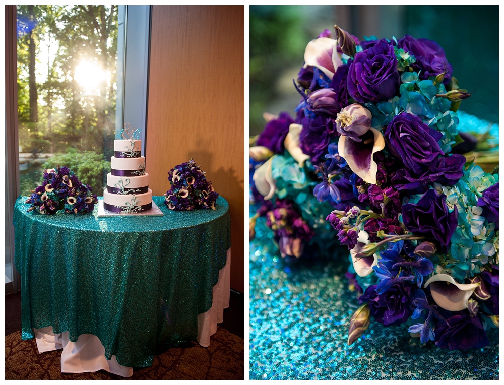 wedding cake purple aqua
