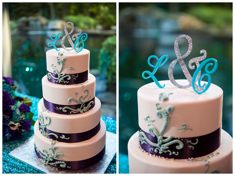 wedding cake purple aqua