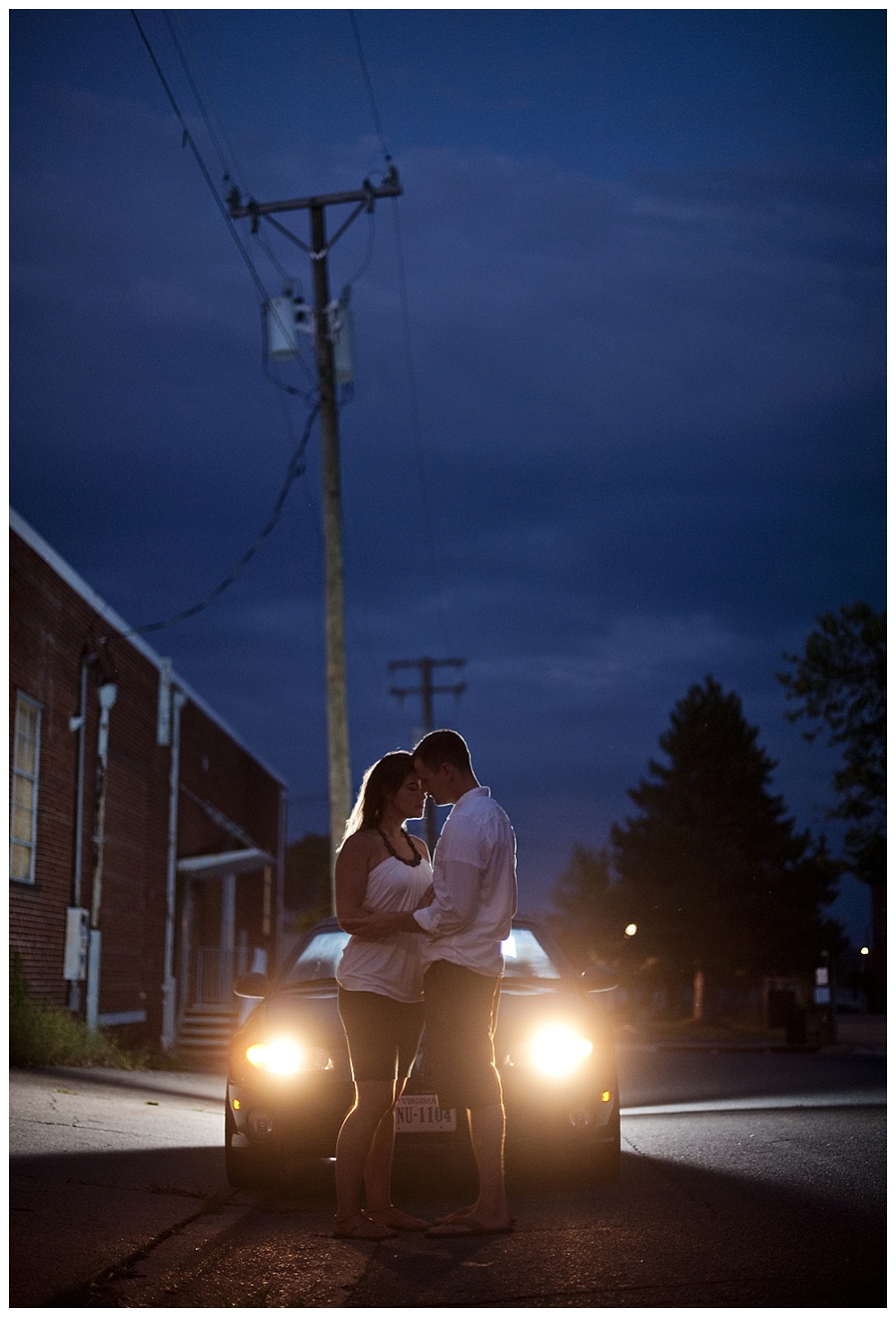 engagement photography old town alexandria night shot with car