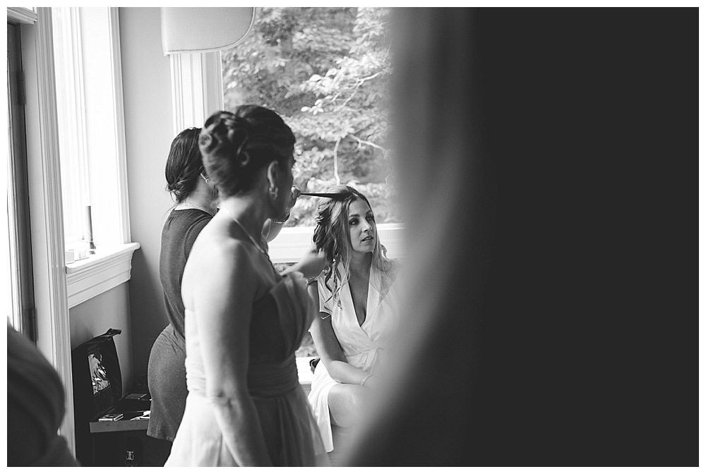 Bride Getting ready black and white
