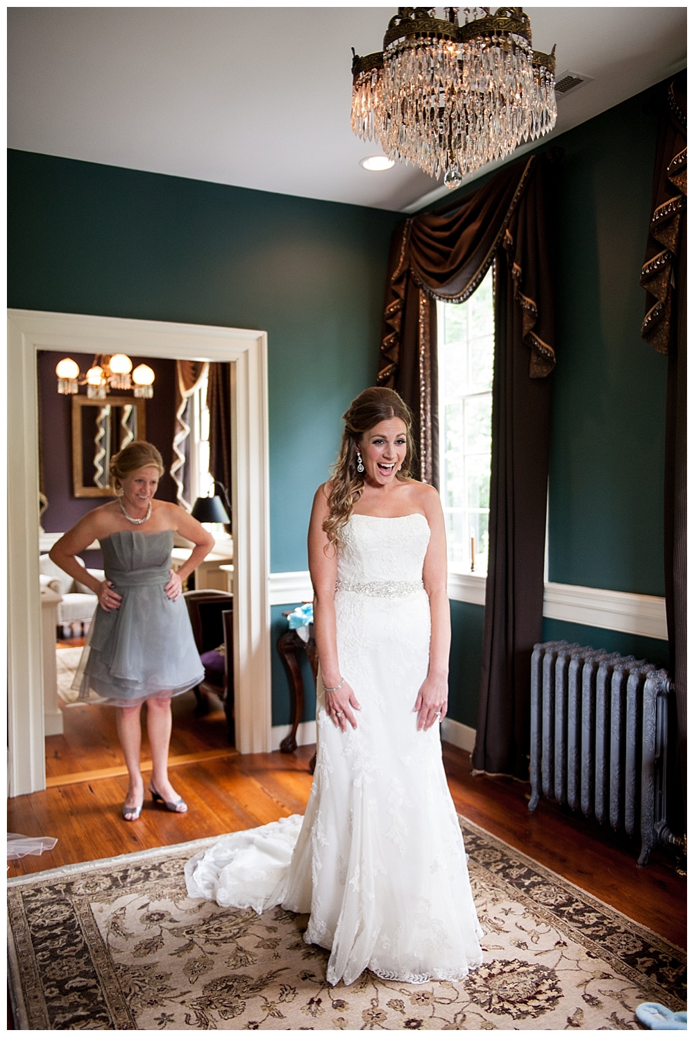 bride getting dressed