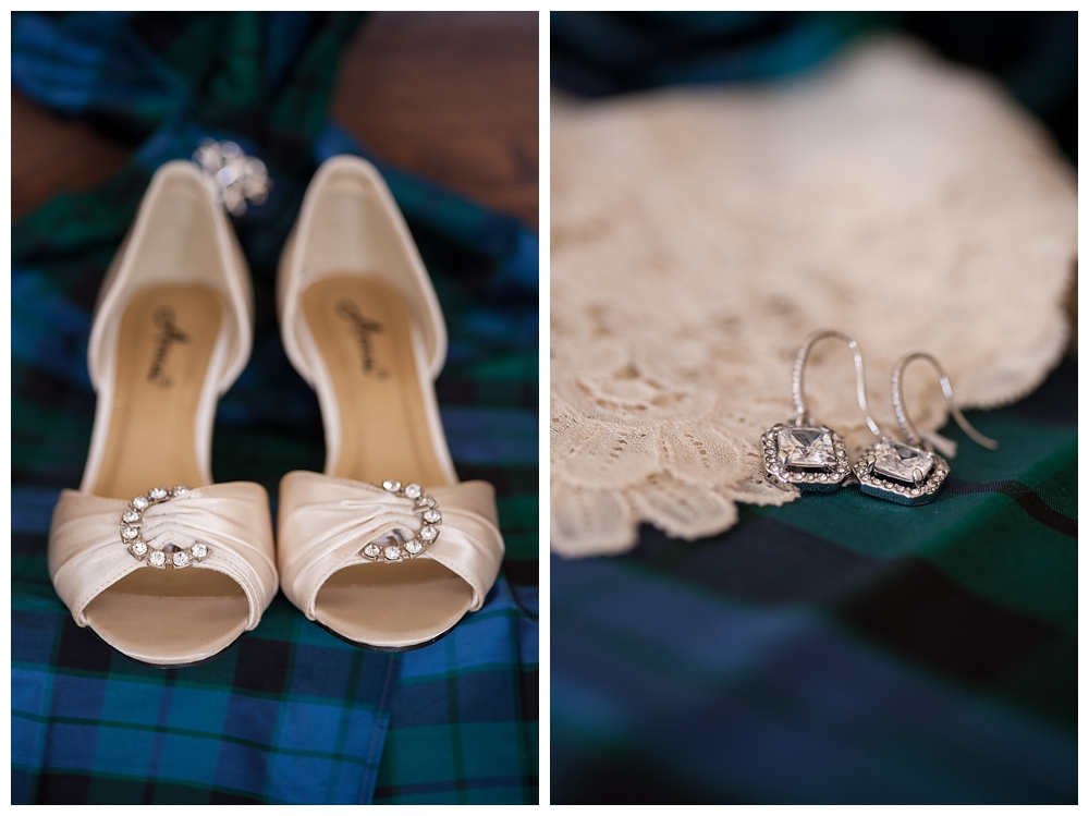 wedding day shoes on tartan