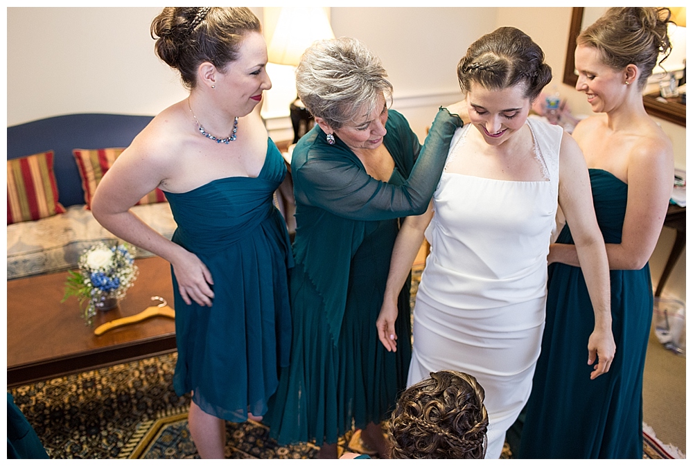 bride getting dressed