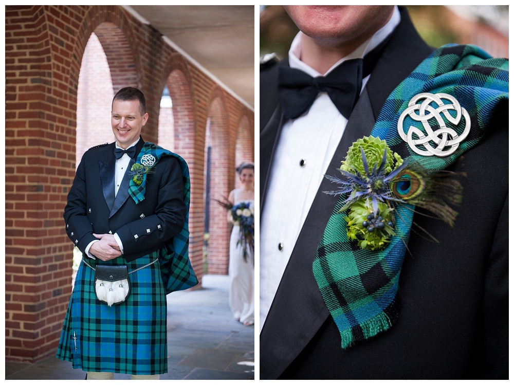 groom in kilt and tartan