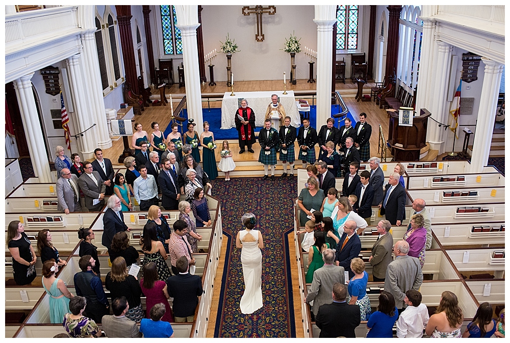 Bride walking down aisle St. Paul's episcopal church