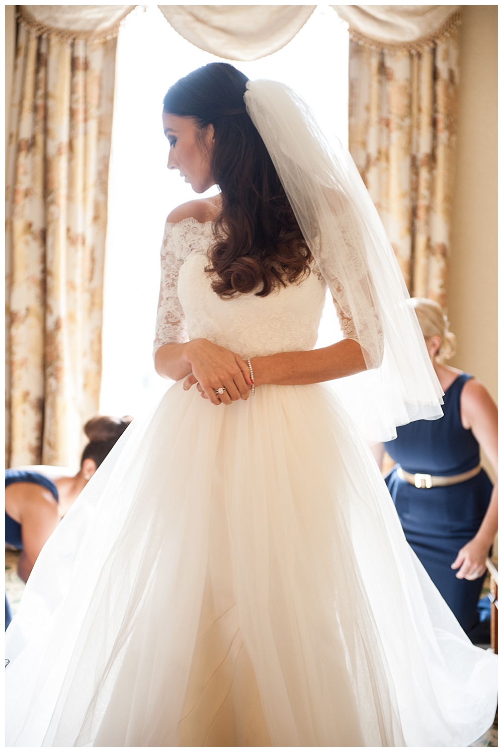 bride in mathew christopher wedding dress