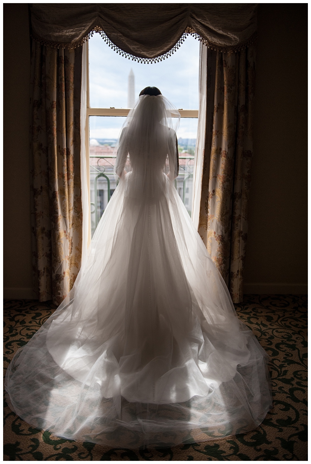 bride in mathew christopher wedding dress