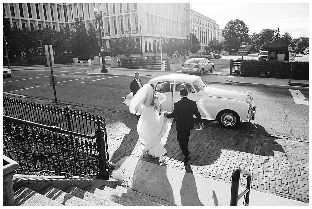 Bride and groom exiting St. Joseph's Capitol Hill