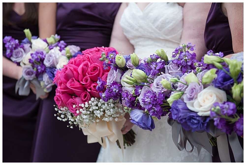 purple and pink wedding flowers
