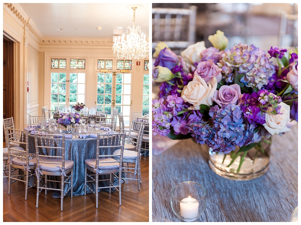 purple gray wedding reception