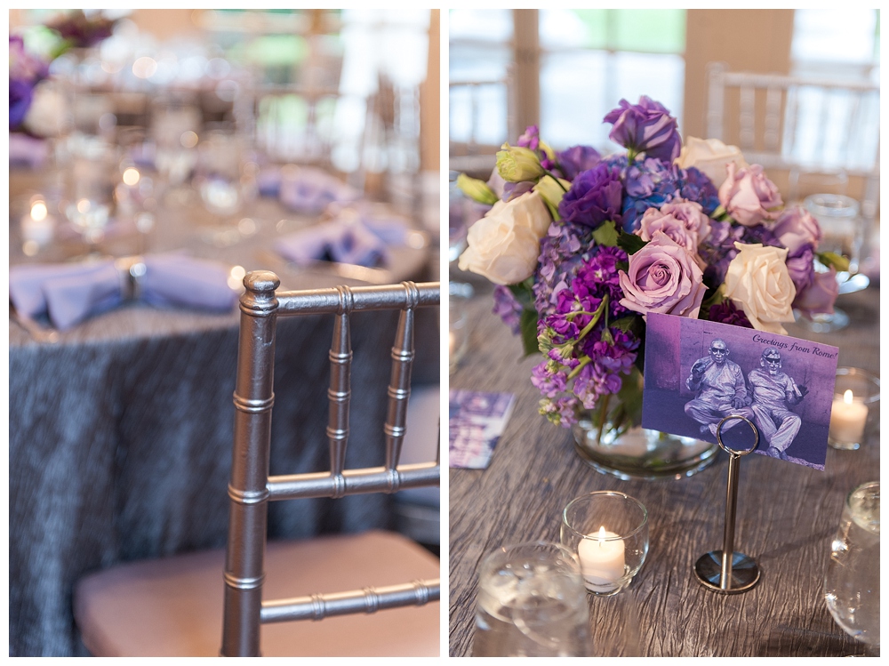 purple gray wedding reception