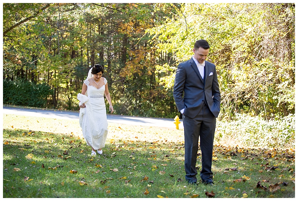 bride and groom first look