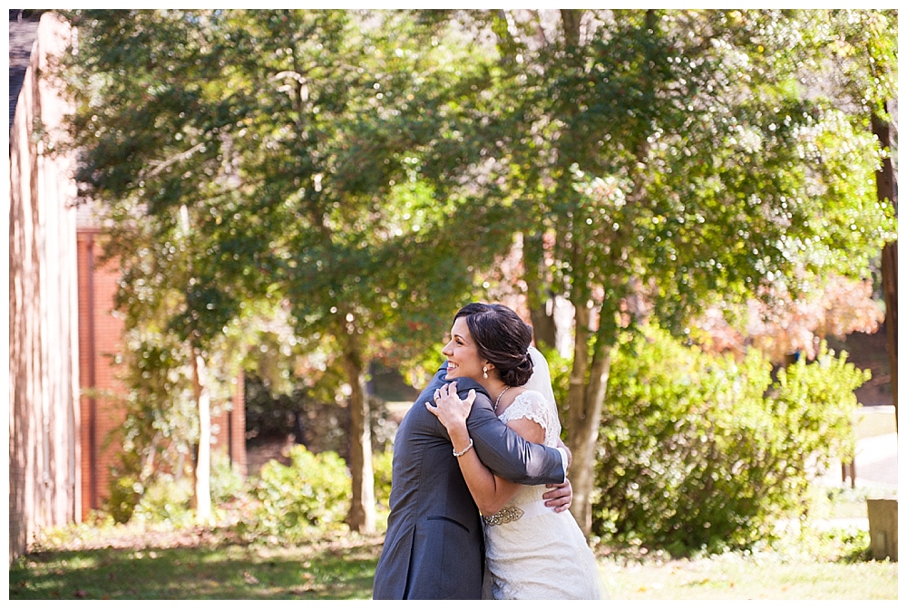 bride and groom first look