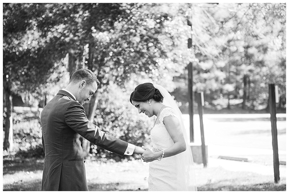 bride and groom first look