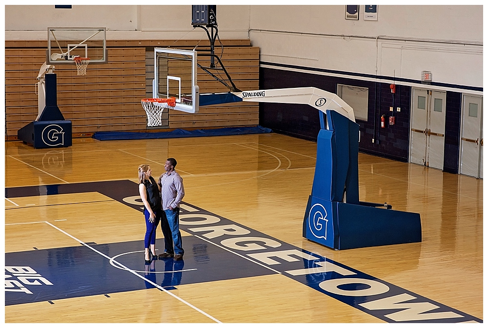 georgetown basketball court engagement photography