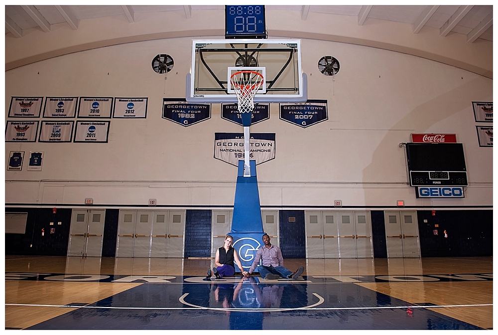 georgetown basketball court engagement photography