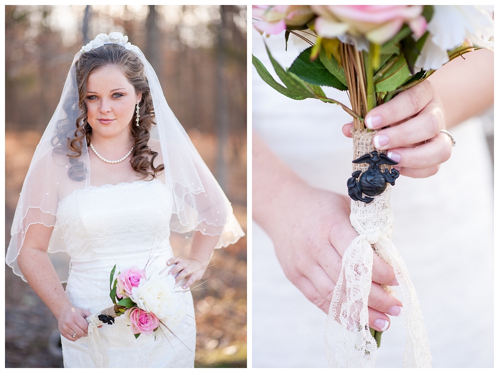 Marine Corps emblem on bouquet