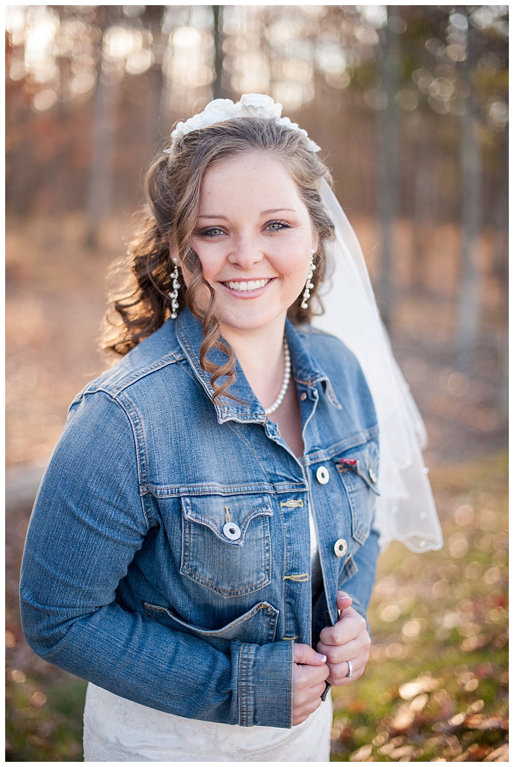 bride in jean jacket