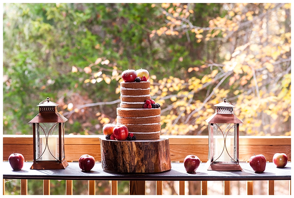 fall inspired naked wedding cake