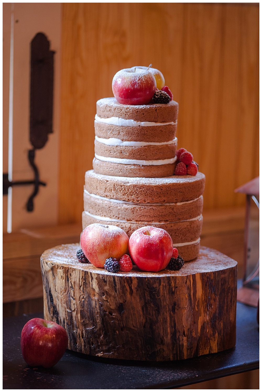 fall inspired naked wedding cake