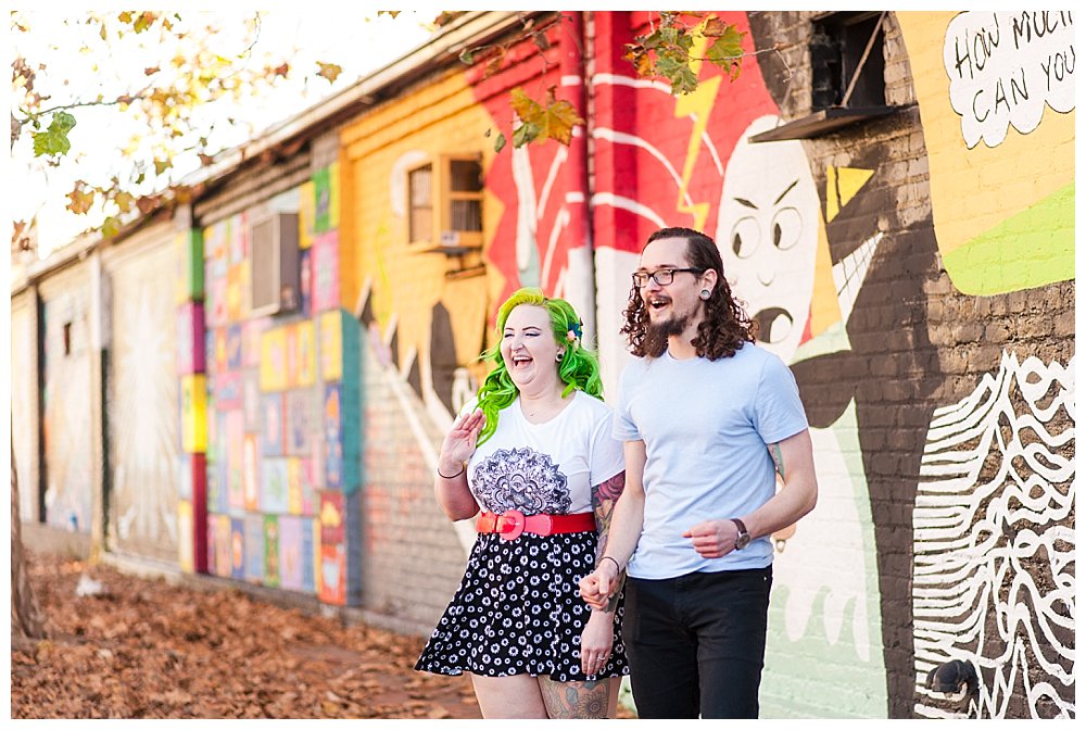 colorful hipster richmond engagement photography