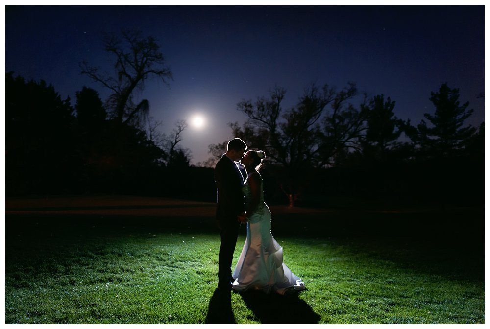 golf course night wedding portrait