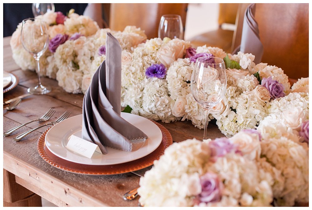 white lavender hydrangea tablescape