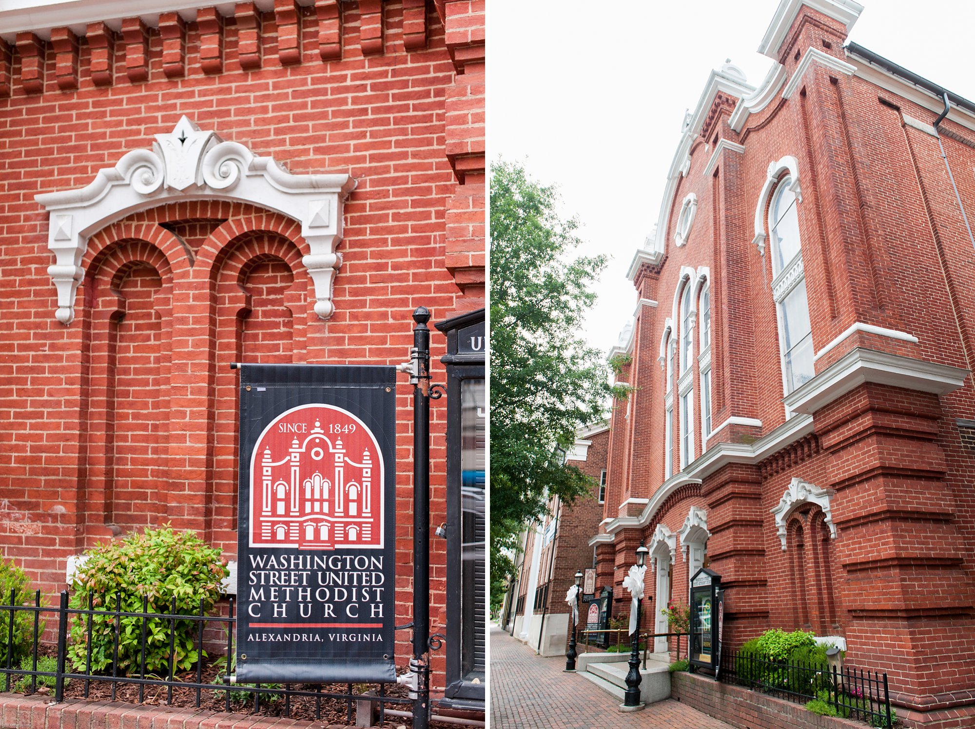 Washington Street united methodist church wedding Alexandria Virginia exterior of church