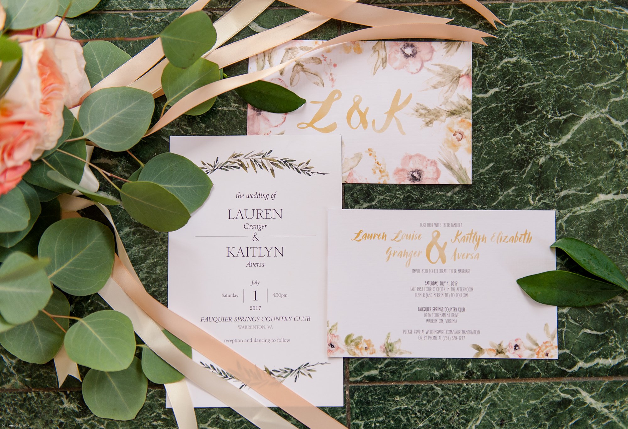Same sex wedding invitation Fauquier Springs Country Club Wedding Amber Kay Photography