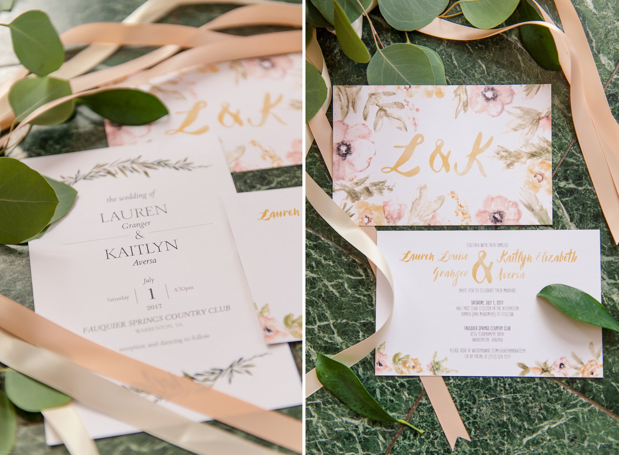 same sex wedding invitation Fauquier Springs Country Club Wedding Amber Kay Photography