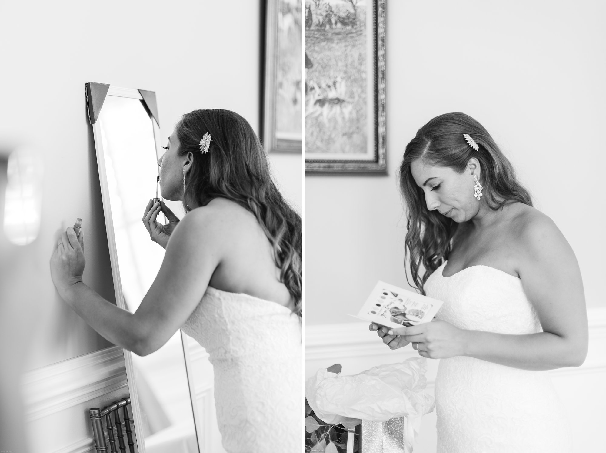 Bride getting ready at fauquier springs country club wedding amber kay photography