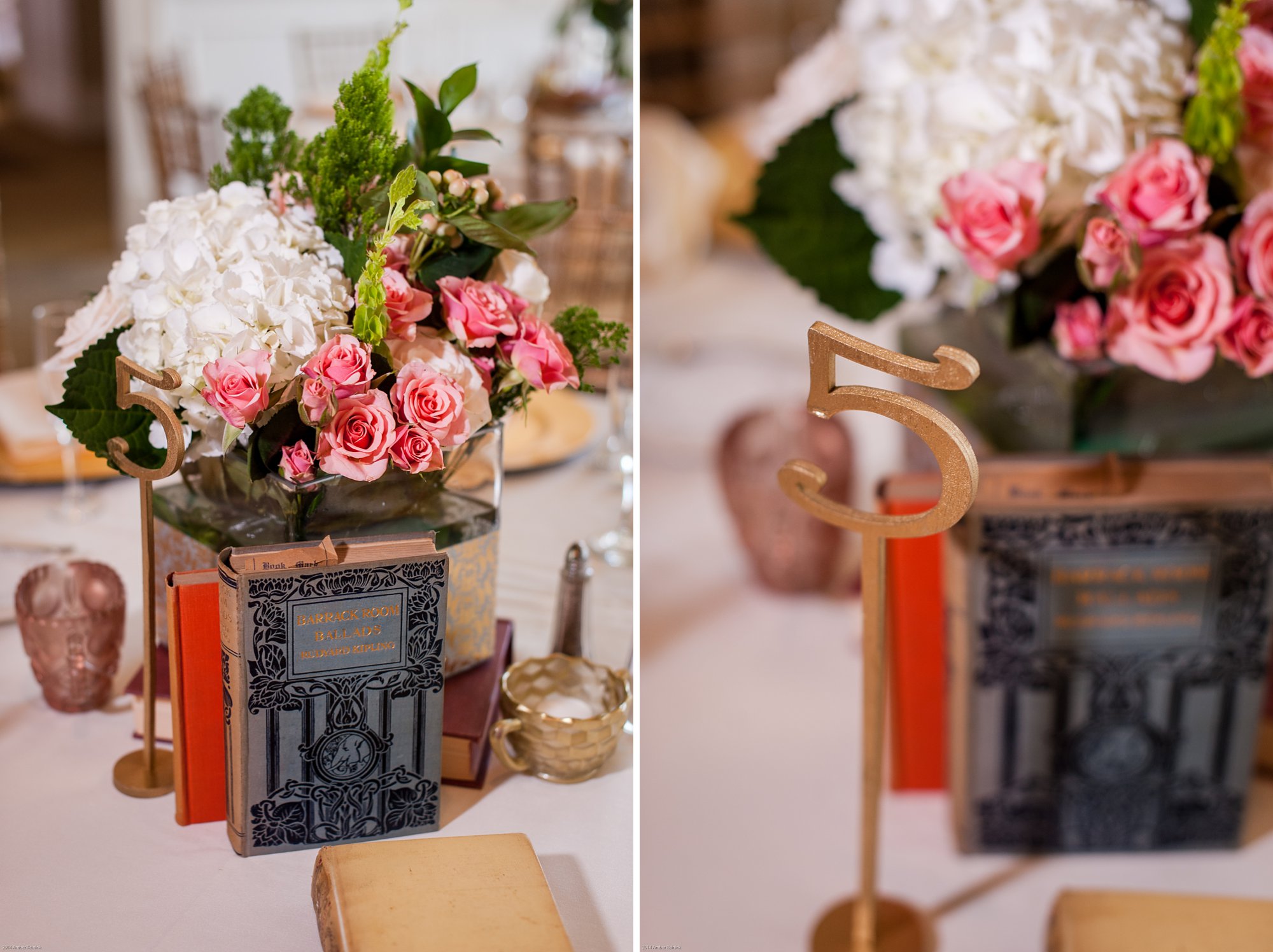 fauquier springs country club wedding warranton Virginia table centerpieces with books
