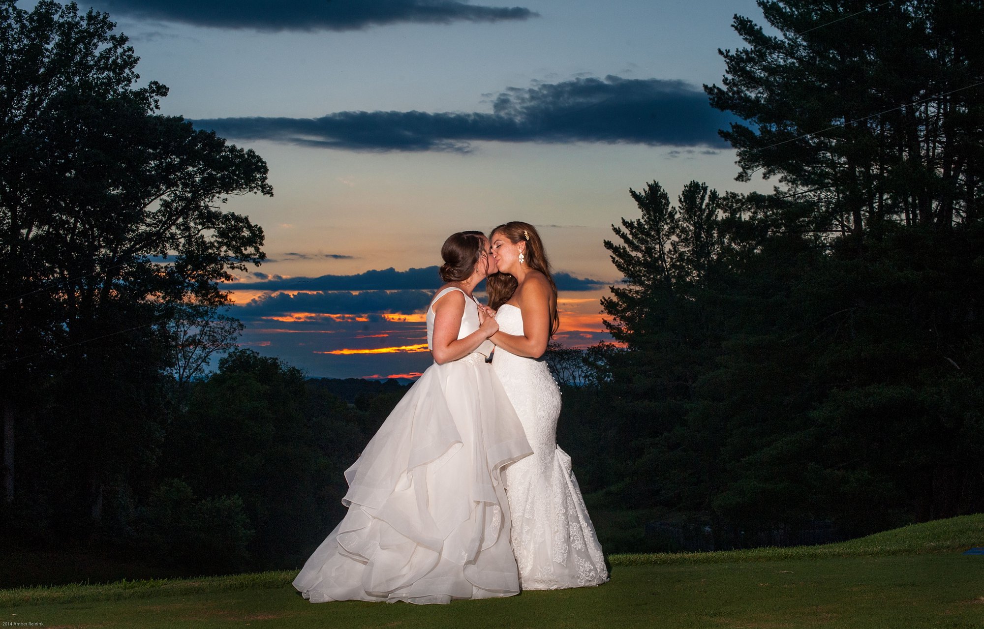 two brides sunset portrait fauquier springs country club wedding Warrenton Virginia amber kay photography
