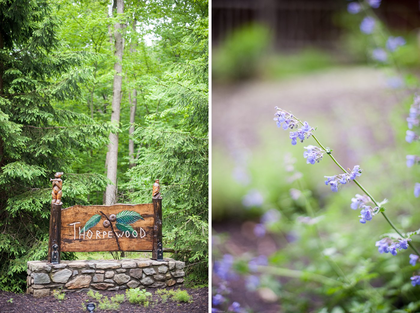 Sign and flowers at Thorpewood Mountain Memories Thurmont, MD wedding