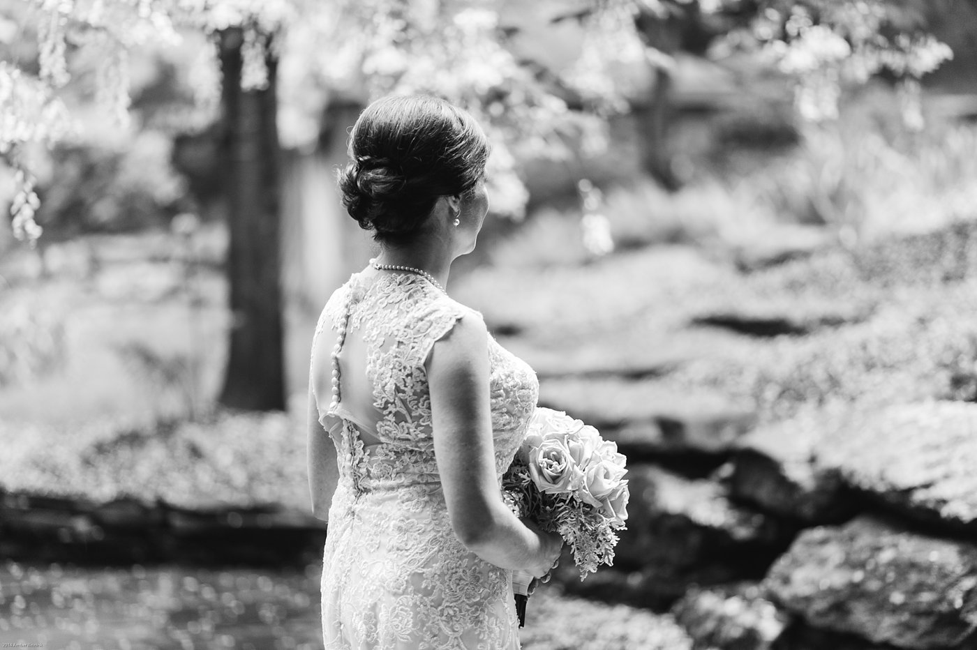 Bride in wedding dress at Thorpewood Mountain Memories wedding Thurmont, MD