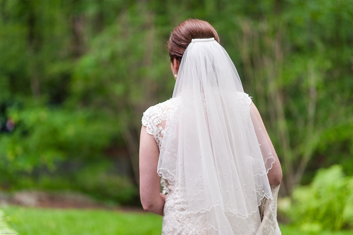 Bride in wedding dress at Thorpewood Mountain Memories wedding Thurmont, MD