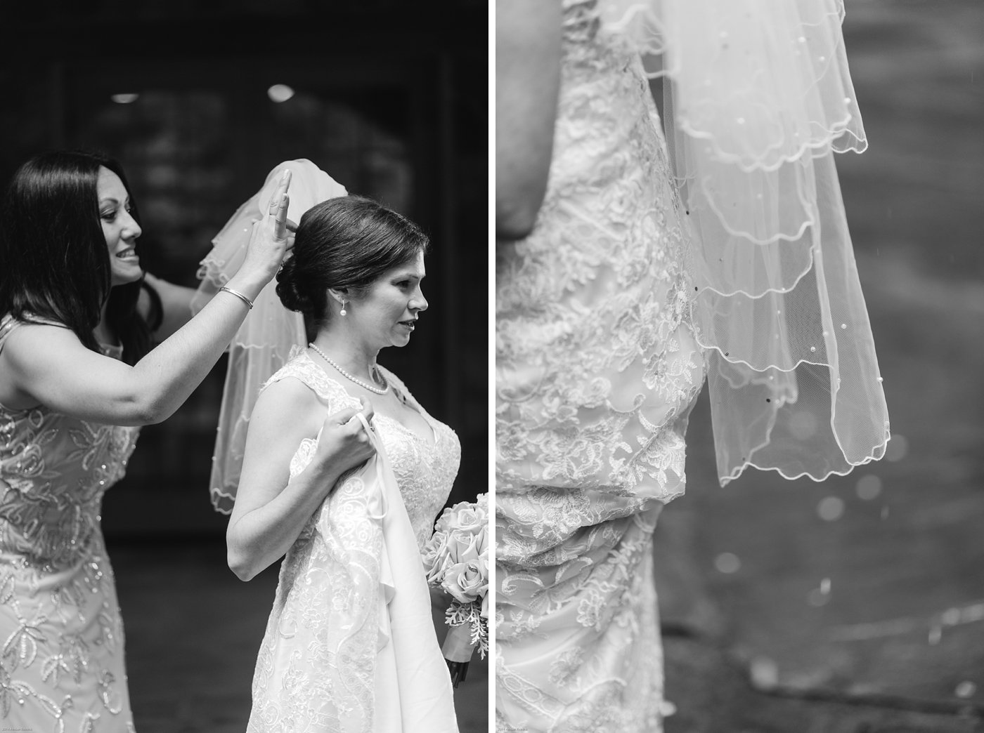 Bride in wedding dress at Thorpewood Mountain Memories wedding Thurmont, MD