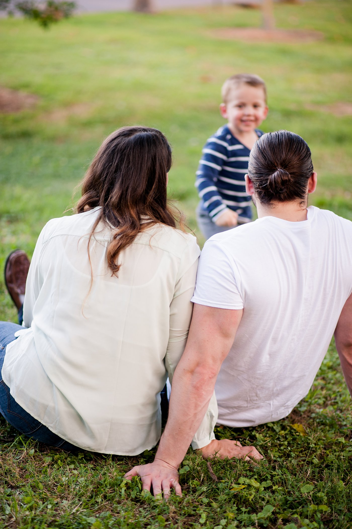 Family session at sunset with reluctant three year old